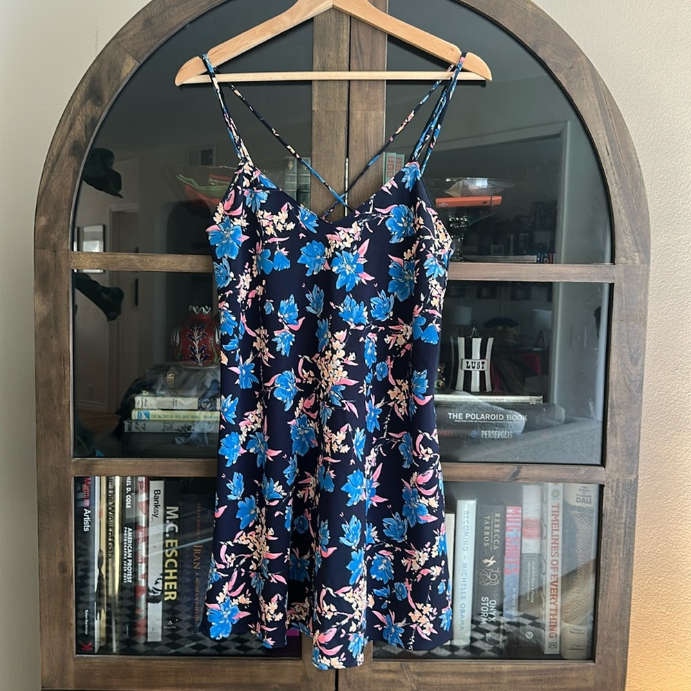 Zara Blue Floral Strappy Mini Dress
